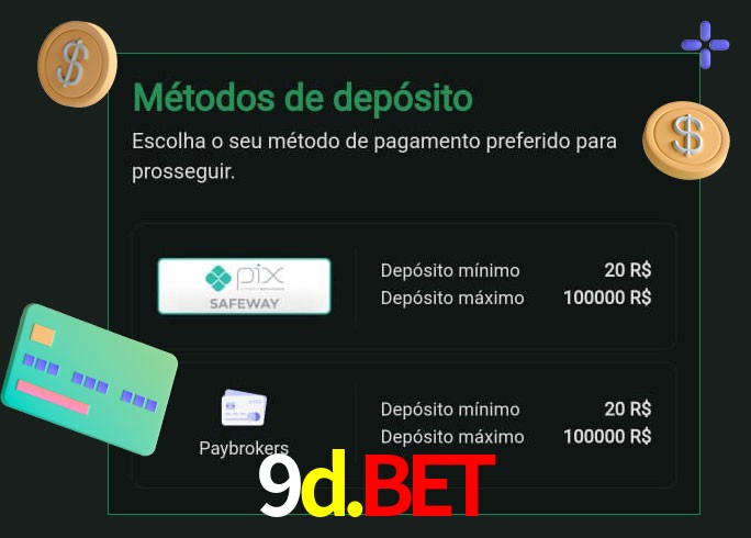 O cassino 9d.bet oferece uma grande variedade de métodos de pagamento